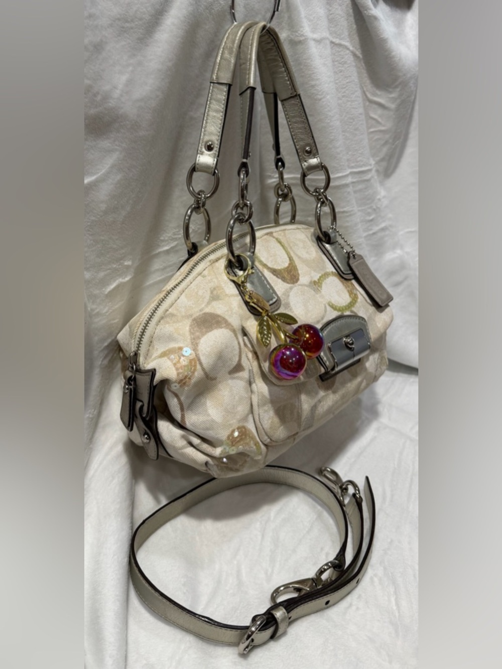 Coach Kristin Signature Dome Sequin Satchel Shoulder Bag #19338 - Picture 2 of 10